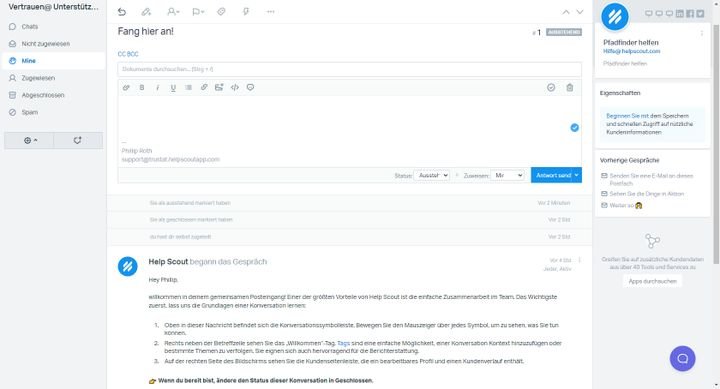 Die E-Mail-Oberfläche ist aufgeräumt und alle Schaltflächen für eine schnelle Navigation sind leicht verfügbar
