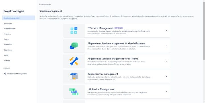 Das Onboarding gelingt dank zahlreicher Unterstützungen ohne Probleme. So können Sie direkt zum Start Jira Service Management ideal an Ihre Projekte anpassen.