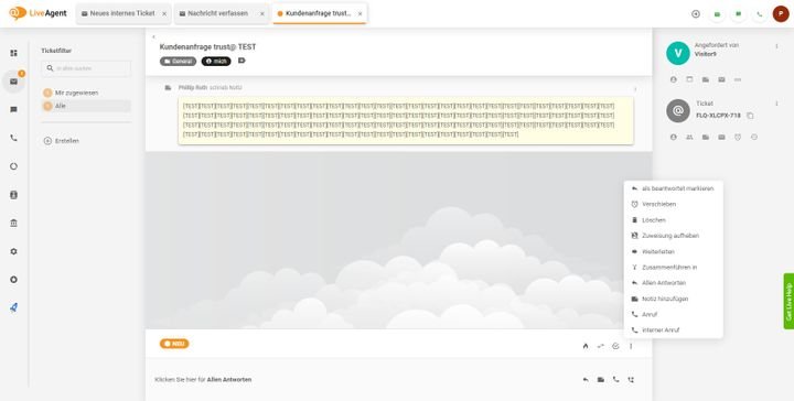 Alle für die Ticketlösung und -verwaltung relevanten Schaltflächen sind schnell zu erreichen