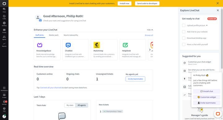 Die Startseite unserer Testphase: Die Dauer der Einrichtung hängt von den gewünschten Integrationen hab