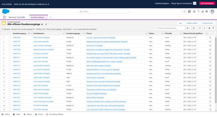 Einblick in eines der vorgefertigten Dahsboards in der Testversion. Sehr übersichtlich gestaltet.