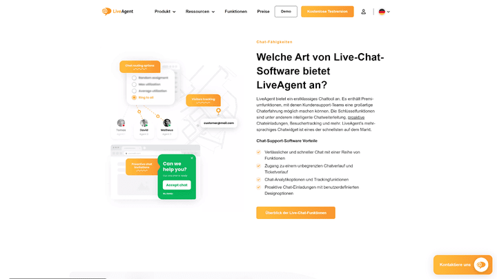 LiveAgent ist bekannt für seine leistungsstarke integrierte Live-Chat-Anwendung