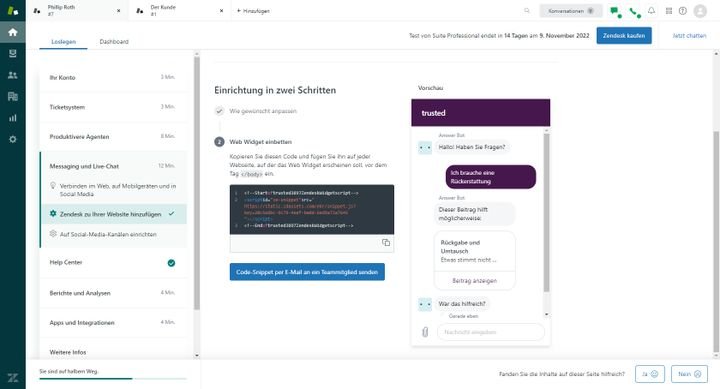 Der Live-Chat von Zendesk ist schnell eingerichtet und lässt sich optisch an die Website anpassen