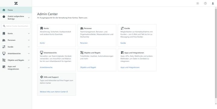 Administratoren finden für Anpassungen und Einstellungen aller Bereiche eine Übersicht im Admin Center