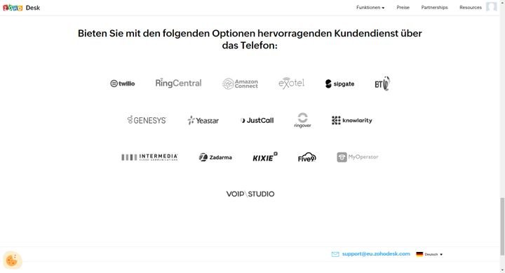 Ein Überblick über die in Zoho Desk nutzbaren Telefonanbieter für cloudbasierte Telefonie