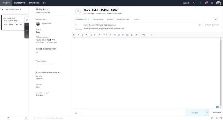 Übersichtliches E-Mail-Fenster mit allen nötigen Schaltflächen und jederzeit eingeblendeten Statusinformationen