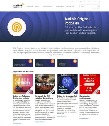 Die Audible Original Podcasts wurden in eigenen Studios aufgenommen und sind nur auf Audible verfügbar