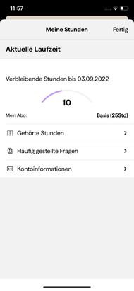 Wenn eure Hörstunden zur Neige gehen, könnt ihr diese mit wenigen Klicks upgraden
