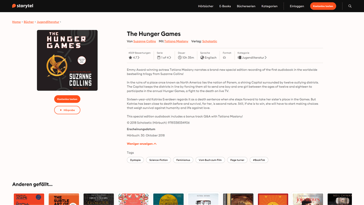 Auch mit der weltberühmten “The Hunger Games”-Reihe kannst du gut Englisch lernen