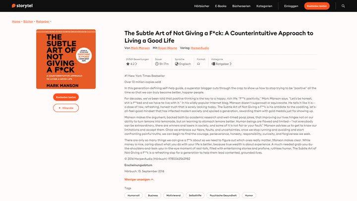 Wie dir gewisse Dinge einfach mal völlig egal werden, erfährst du in diesem Buch von Mark Manson