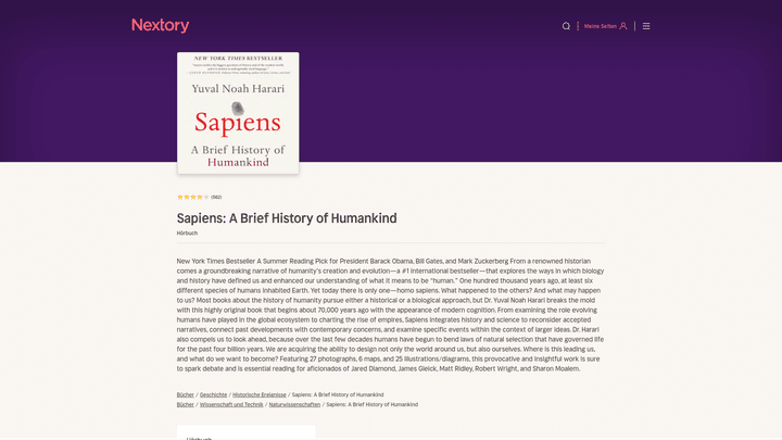 “Sapiens: A Brief History of Humankind” war nicht nur auf Englisch, sondern als “eine kurze Geschichte der Menschheit” auch auf Deutsch ein Bestseller