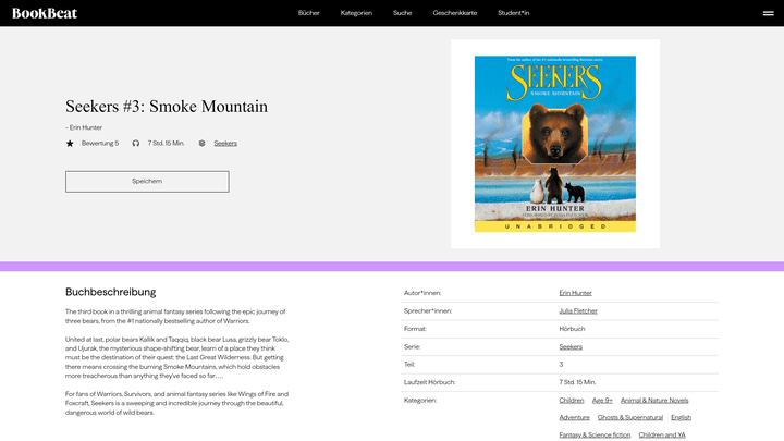 Die Kinderbuchreihe “Seekers” um die Abenteuer von drei Bären ist bei BookBeat schon seit langer Zeit sehr beliebt