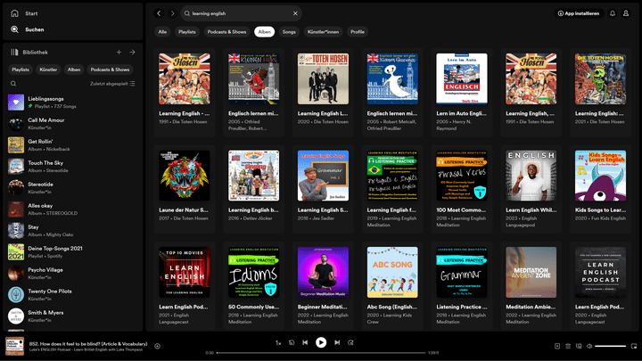 Die Suche “learning english” spuckt einige Ergebnisse aus, aber längst nicht alle sind nützlich oder auf Englisch