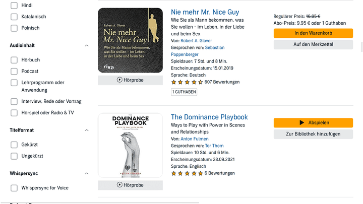 Auch die Kategorie “Sexpraktiken” bietet ein breites Spektrum – von Verhaltensratgebern bis hin zum Stellungsspiel