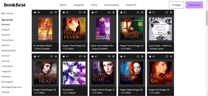 Mal was anderes: Die am besten bewerteten Erotik-Titel auf BookBeat stammen aus der Fantasy-Reihe “Dragon”