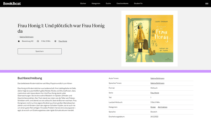 Die Geschichten rund um Frau Honig gibt es z.B. bei BookBeat