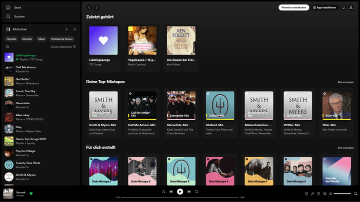 Die Startseite von Spotify ist personalisiert und orientiert sich an deinem Musikgeschmack
