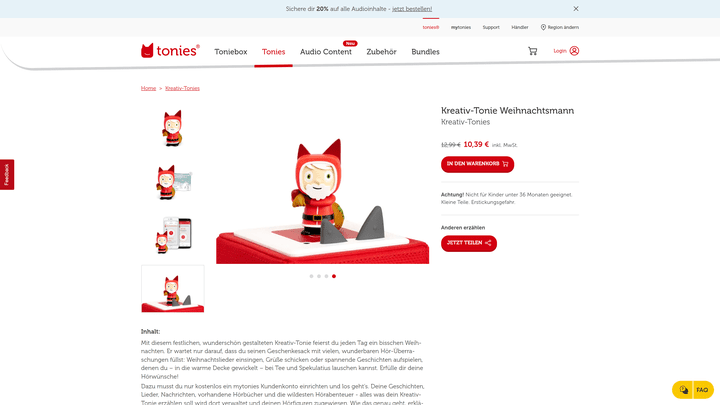 Die Kreativ-tonies gibt es in vielen verschiedenen, teils auch saisonalen Motiven