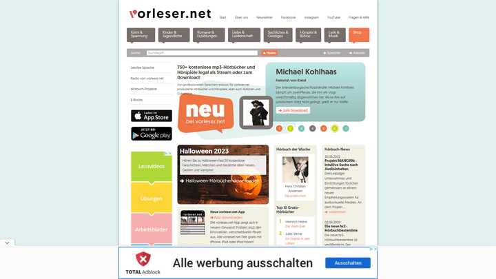 Die Startseite ist bunt und wirkt irgendwie überlagert