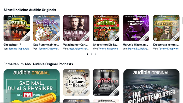 Die Audible Originals sind auch dann kostenlos, wenn du kein Guthaben mehr hast