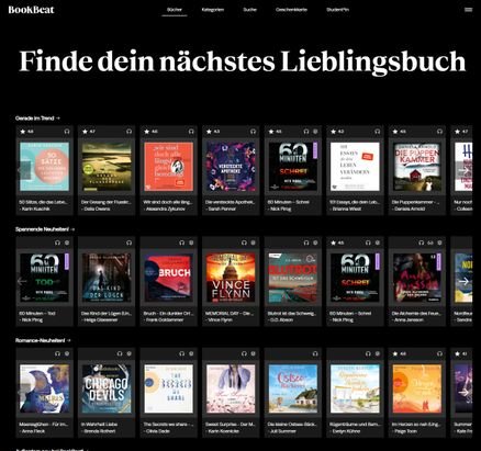 Die Auswahl von BookBeat auf der Startseite