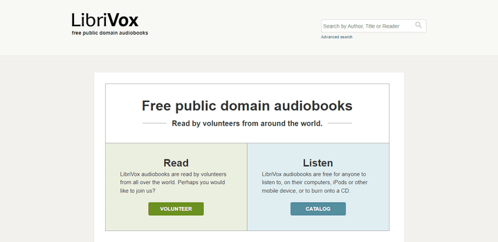 LibriVox ist vollständig kostenlos und bietet als Community-Projekt Zugriff auf eBooks und Hörbücher, die nicht durch das Urheberrecht geschützt sind