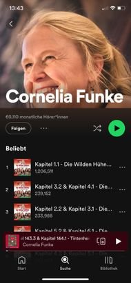 Wenn ihr nach bestimmten Autor:innen oder Titeln sucht, habt ihr auf Spotify mehr Glück