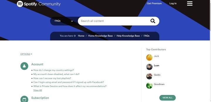 Das Spotify-Forum ist auf Englisch und rankt die hilfreichsten Mitglieder