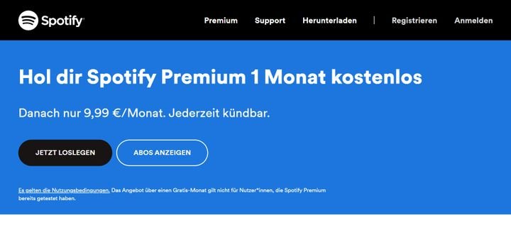Einen Spotify-Account bekommt ihr für rund 10 Euro pro Monat