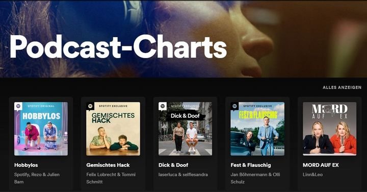 Spotify hat zwar nicht wirklich viele Hörspiele und Hörbücher, dafür aber eine Menge preisgekrönter Podcasts