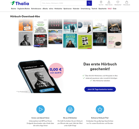 Bei Thalia könnt ihr Hörbücher einzeln shoppen oder euch ein Abo nach Audible-Vorbild gönnen