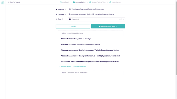 Die Outline-Punkte waren nicht schlecht, aber auch nicht sonderlich innovativ
