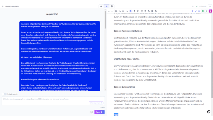 Jasper strukturiert sinnig Absätze und Argumente vor