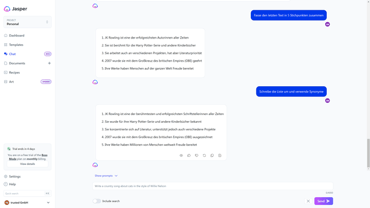 Schnelle Stichpunkte für eine Präsentation? Für Jasper kein Problem