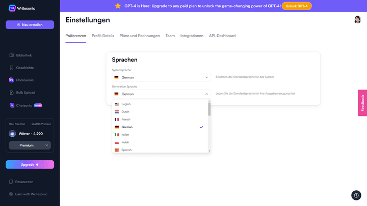 Überprüfe vorab immer die Ein- und Ausgabesprache