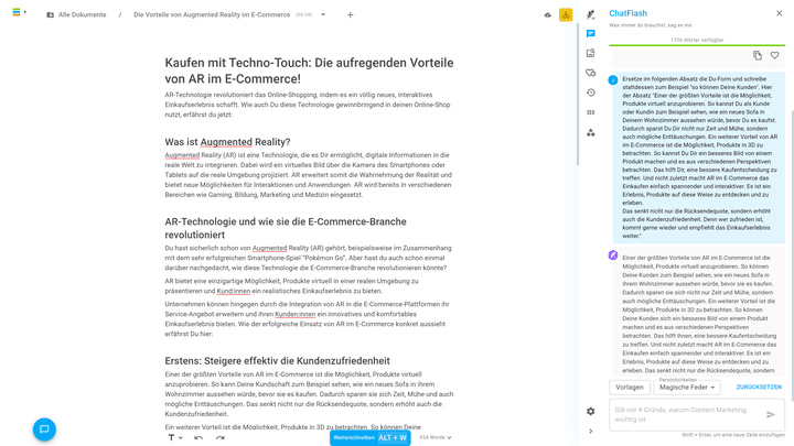 Die Software schrieb faktisch richtig, bot aber weniger Zahlen und konkrete Beispiele als Writesonic