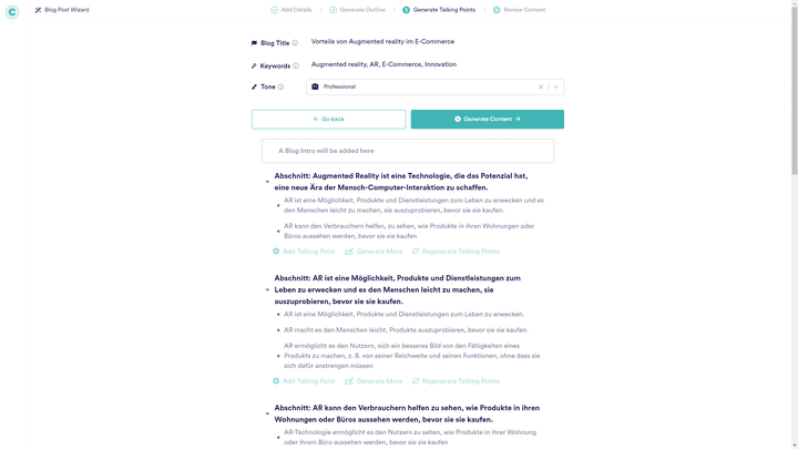 Mit einem Zwischenschritt lassen sich die Aussagen der Argumente sortieren und anpassen