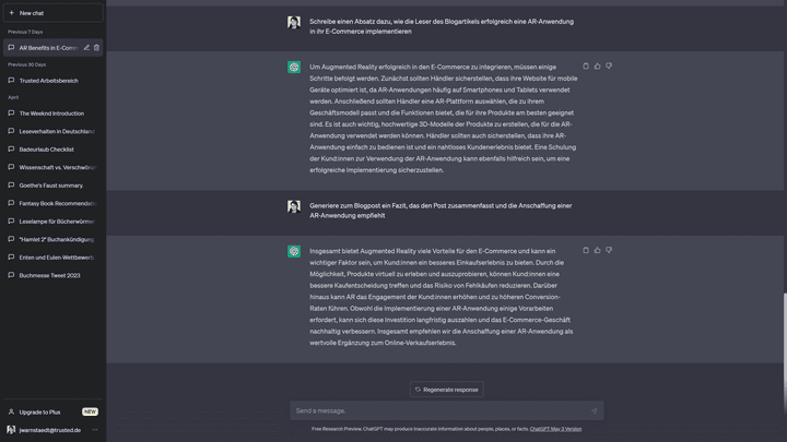 ChatGPT generiert informative und sinnige Inhalte