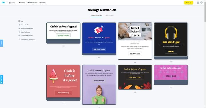 Für Pop-ups bietet Ihnen GetResponse eigene Vorlagen