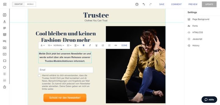 Der Editor bietet Ihnen sehr viele Freiheiten