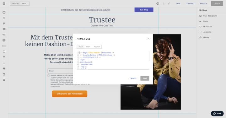 Passen Sie Ihre Seite individuell per HTML, CSS und JavaScript an