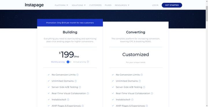 Die Preise von Instapage