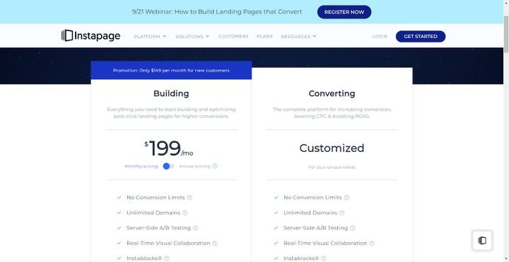 Die Preise von Instapage