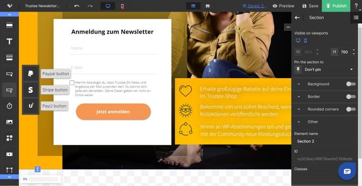 Der Editor von Landingi