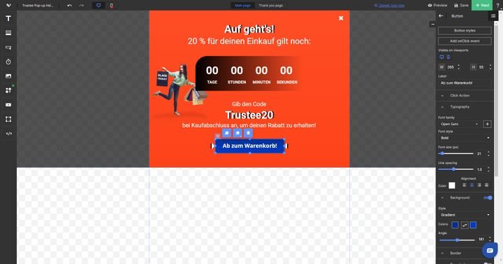 Die Pop-ups sind nicht im kleinsten Landingi-Tarif zu finden