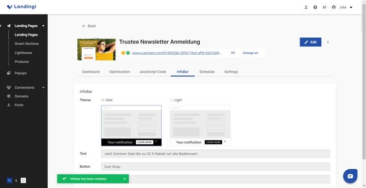 Fügen Sie Infobars in Ihre Seite ein