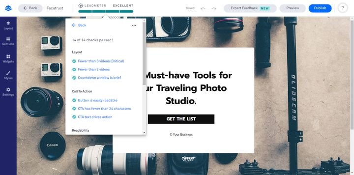 Das Leadmeter gibt Ihnen Tipps zum Aufsetzen einer gut konvertierenden Leadseite
