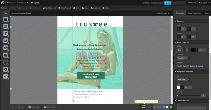 Unbounce bietet einen top Editor für Profis