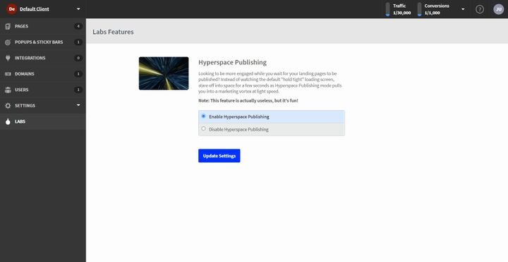 Die Hyperspace-Publishing-Funktion von Unbounce
