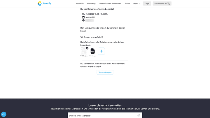 Vor der Stunde konnten wir bereits unsere Mathe-Unterlagen hochladen
